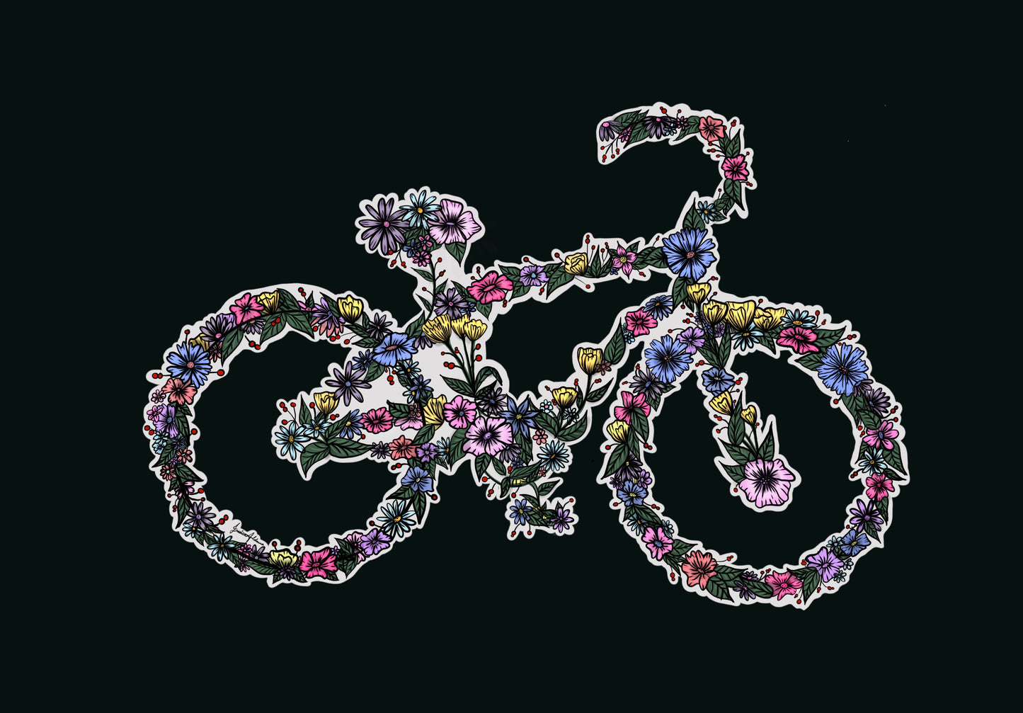 Floral bicycle sticker