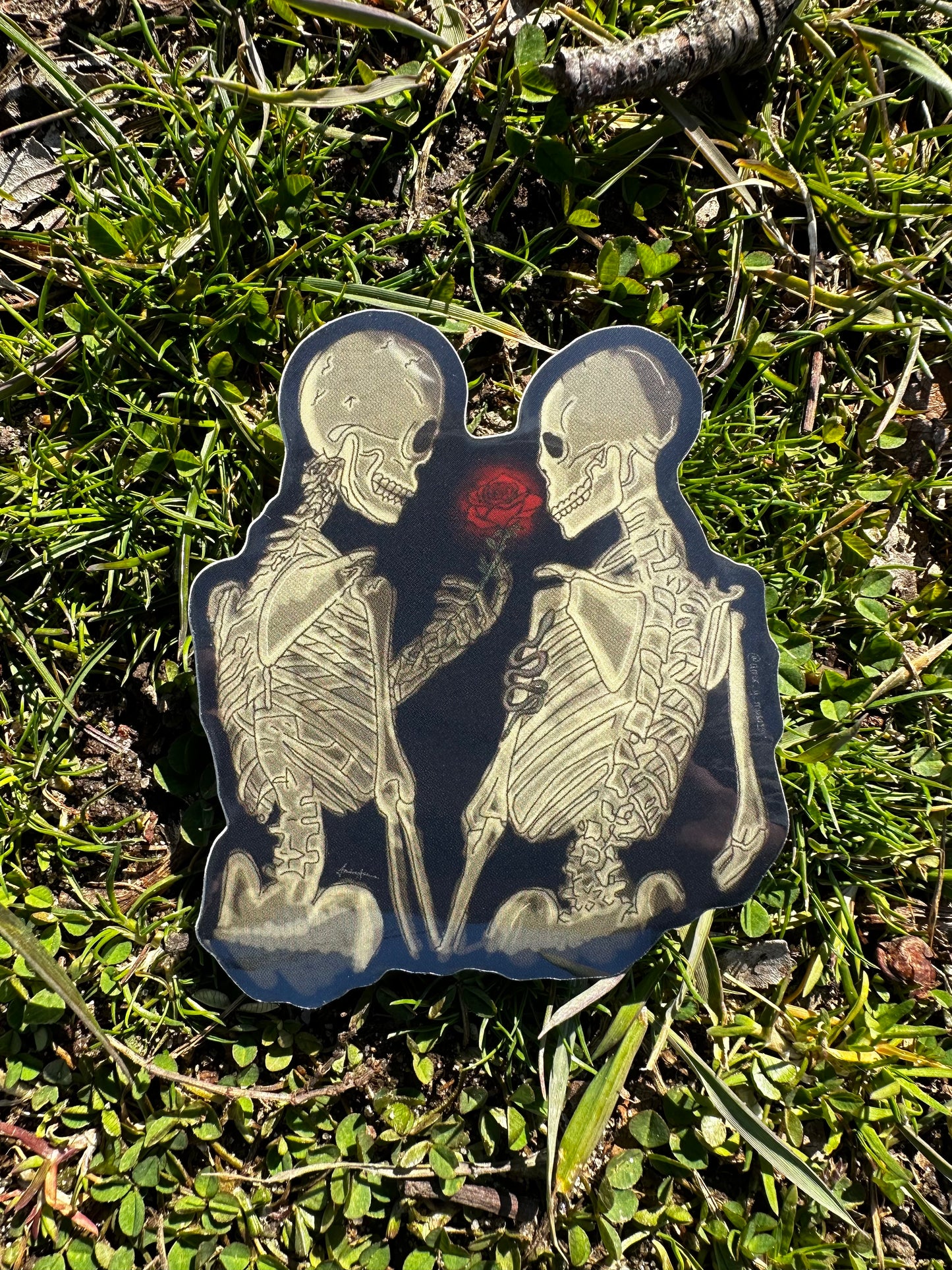 Skeleton Rose Sticker