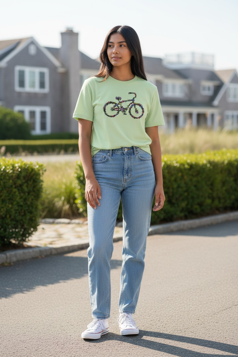 Adult floral bicycle T-shirt