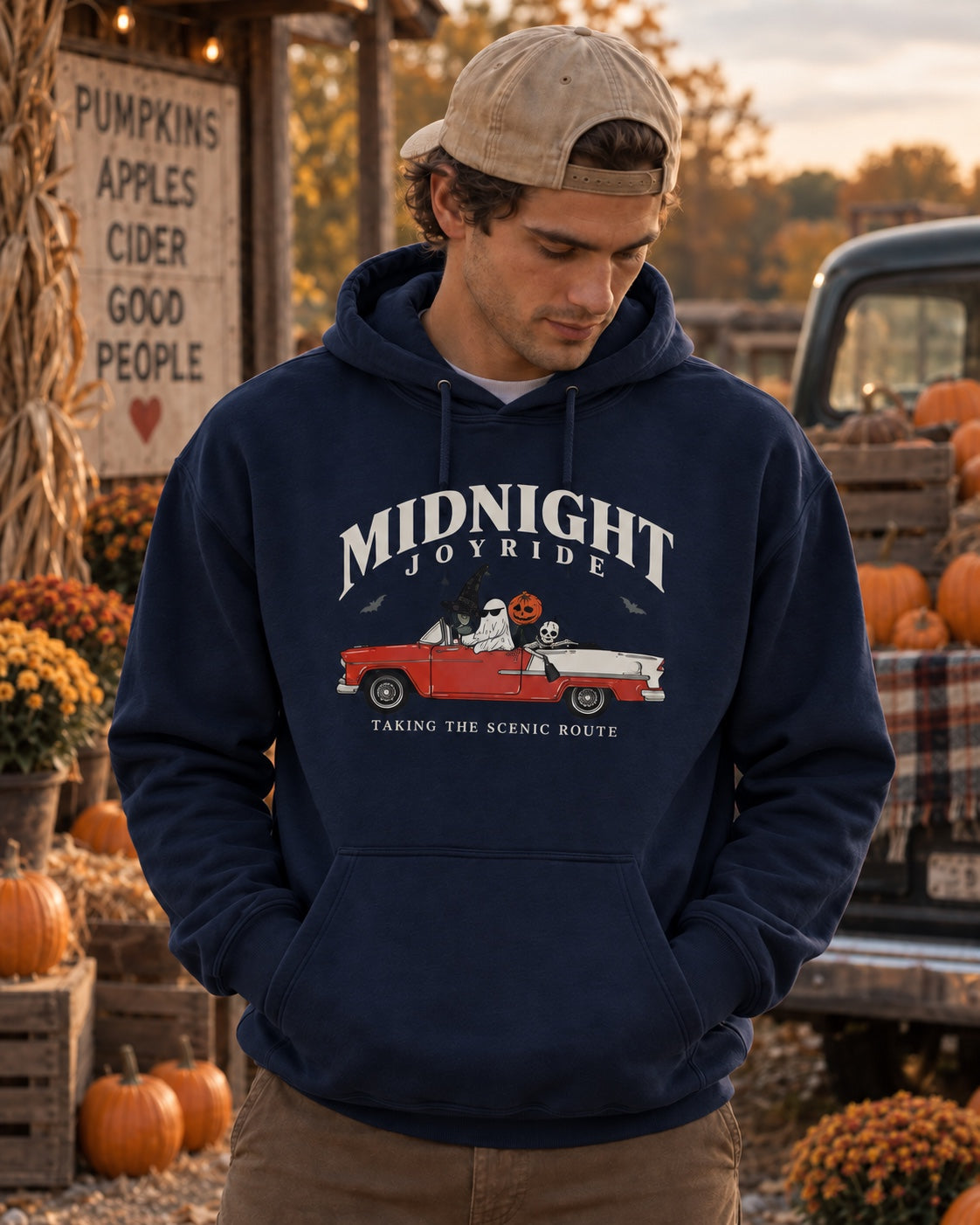 Midnight Joyride hoodie in navy