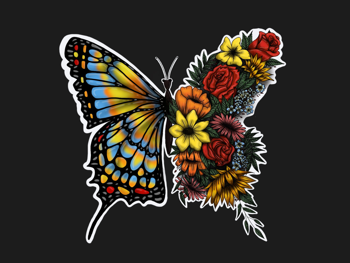 Pegatina de mariposa floral 🦋