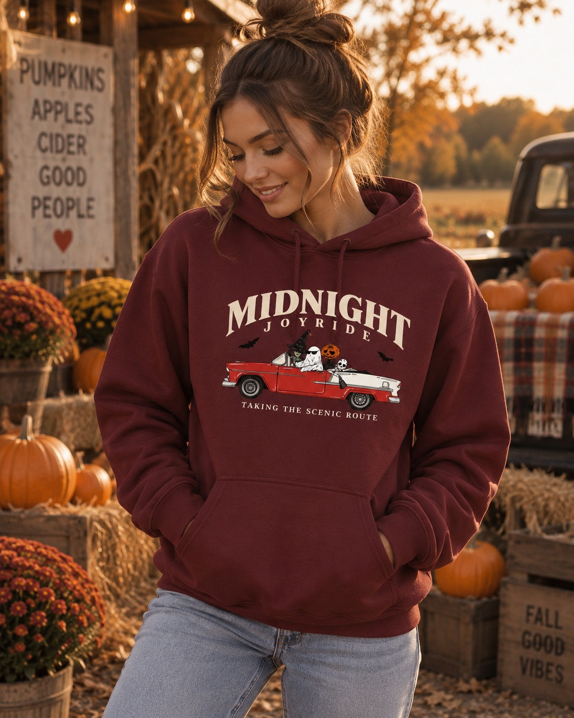 Midnight Joyride hoodie in maroon