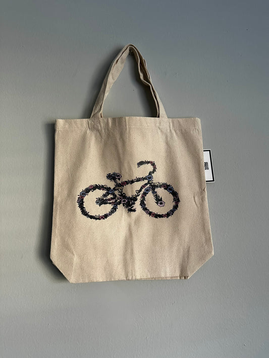 Bolso tote con forma de bicicleta cruiser floral