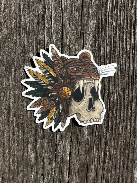 Pegatina de cabeza de calavera/cabeza de tigre