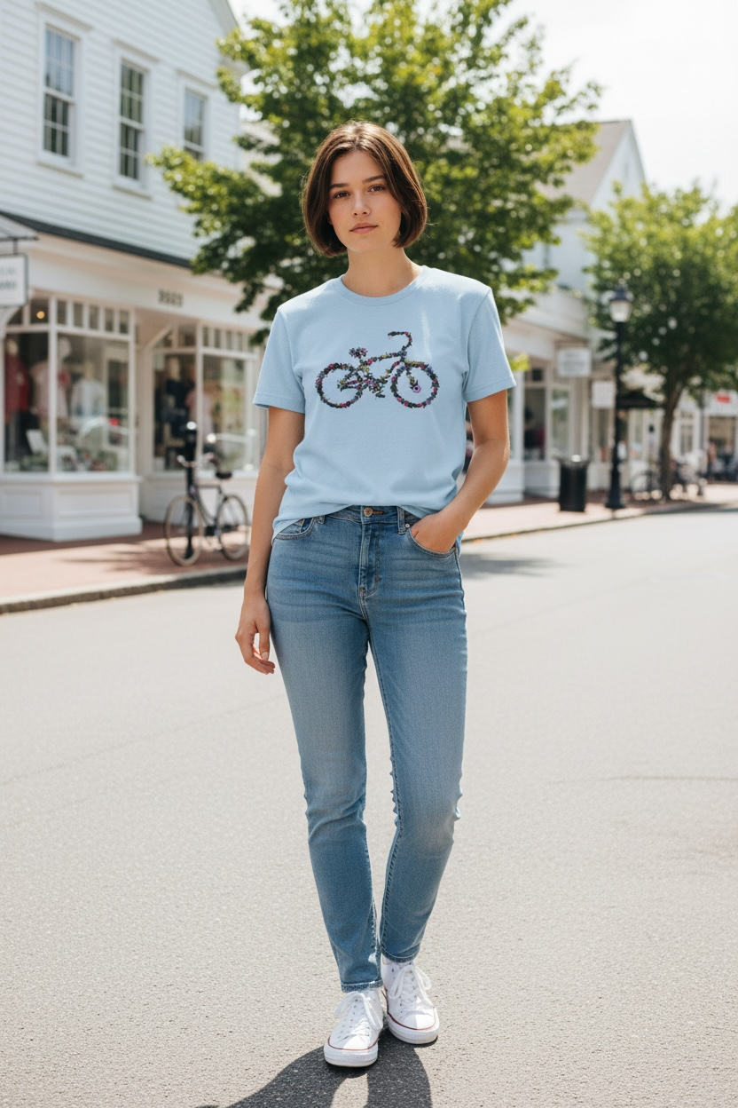 Adult floral bicycle T-shirt