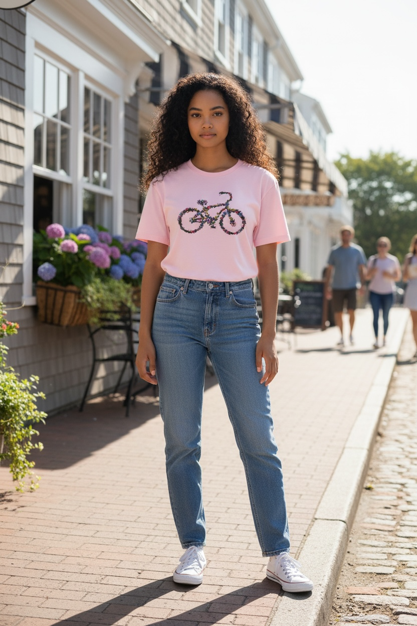 Adult floral bicycle T-shirt