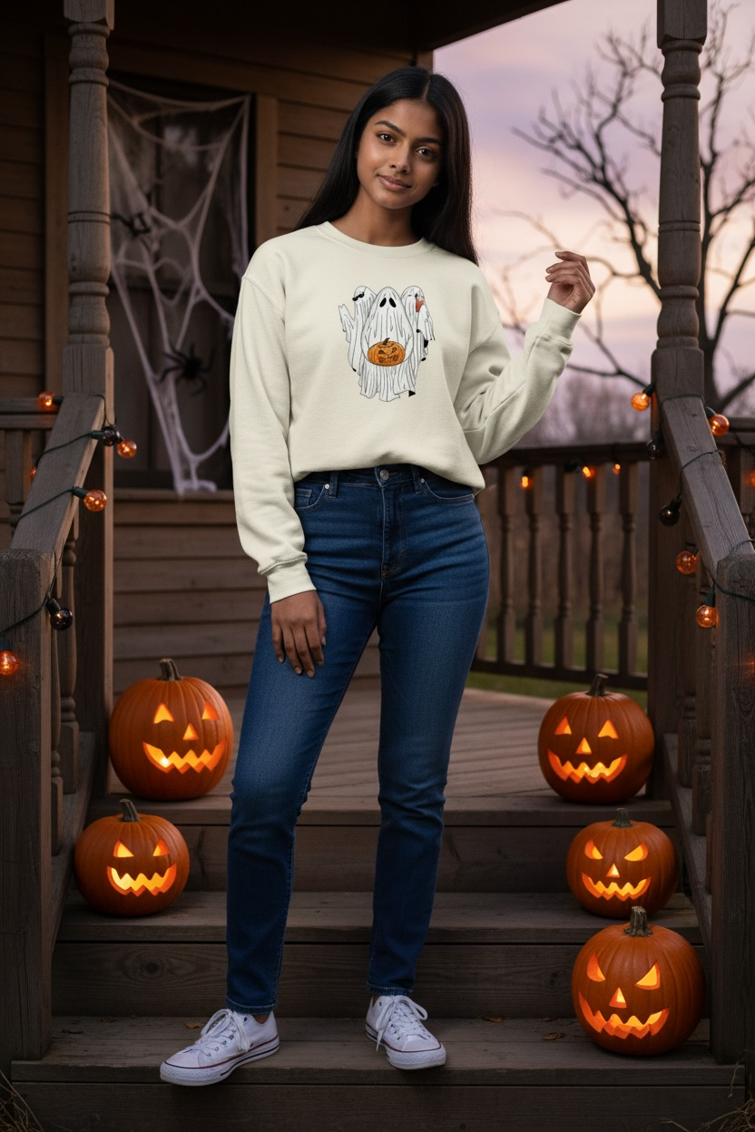 Adult ghost Halloween sweatshirt