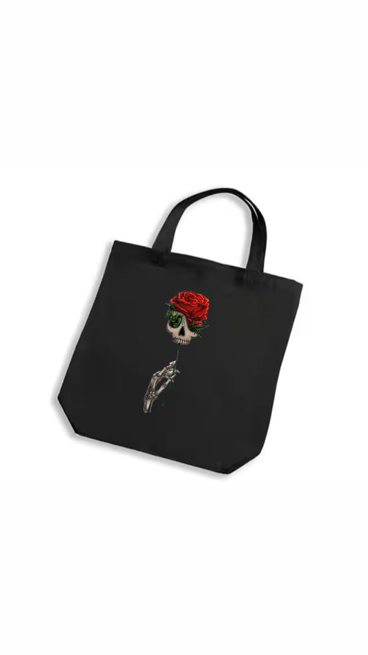 Skull rose tote bag