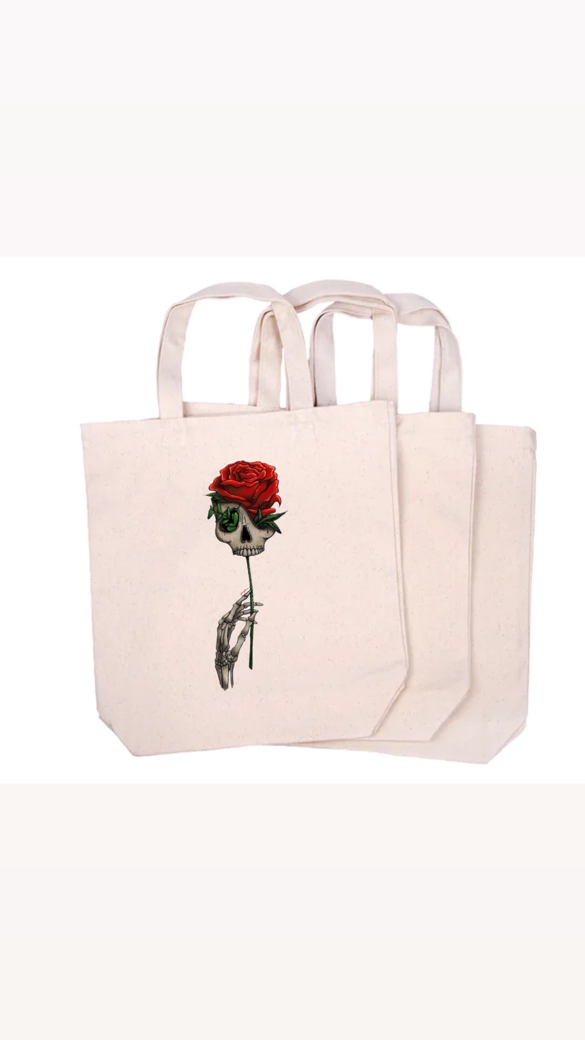Skull rose tote bag