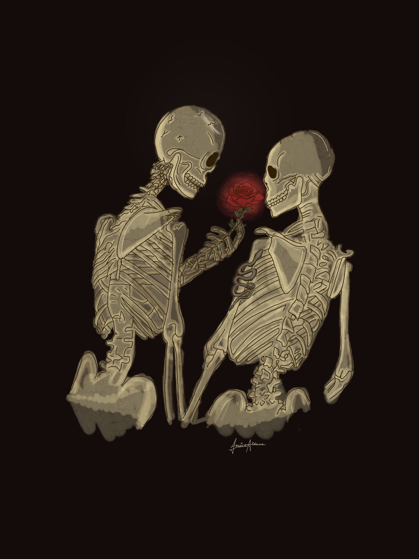 Skeleton Rose Sticker