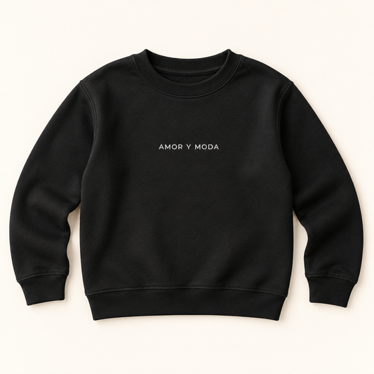 Amor y Moda Kids’ Crewneck in Black