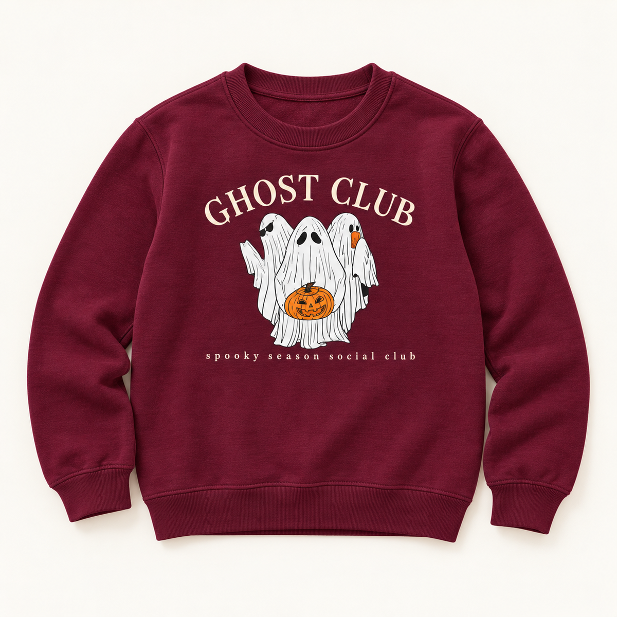 Ghost Club kids crewneck in maroon