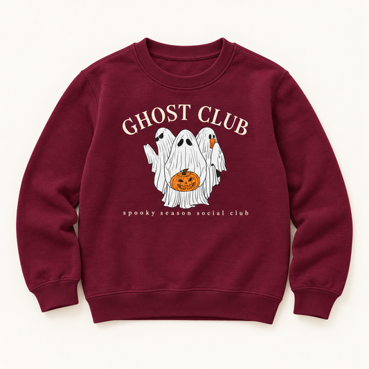 Ghost Club kids crewneck in maroon