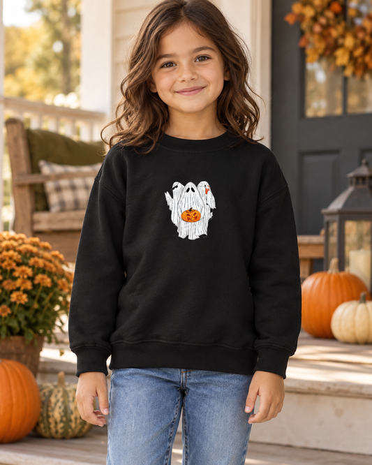 Black Kids Ghost Halloween Sweatshirt lifestyle mockup