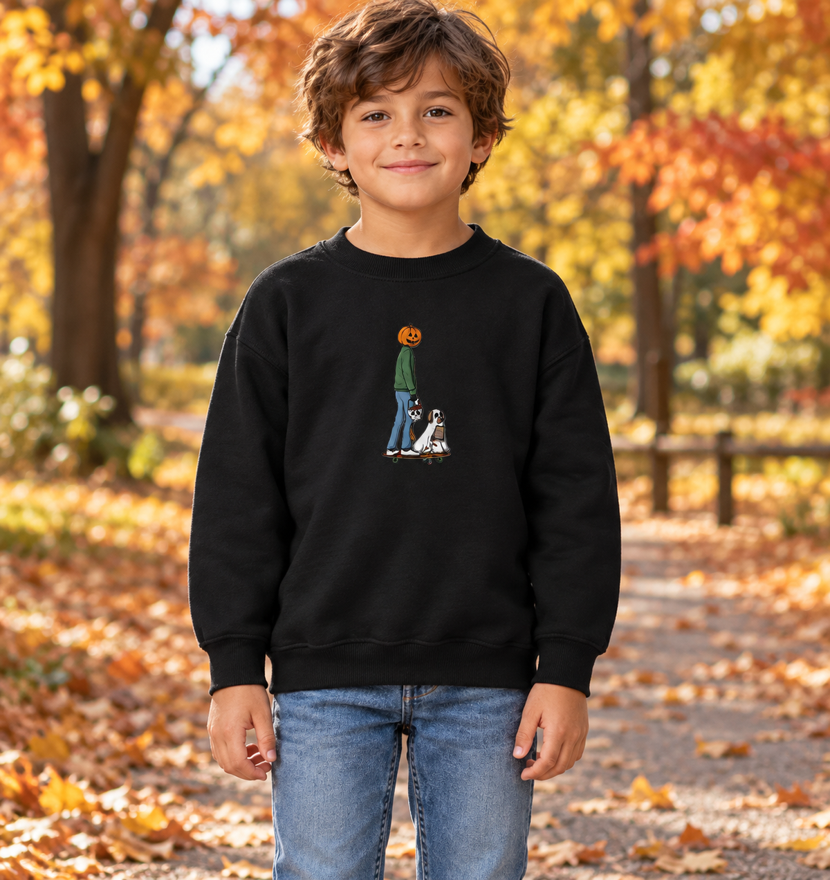 Black Kids Just Skating by Halloween Sweatshirt lifestyle mockup