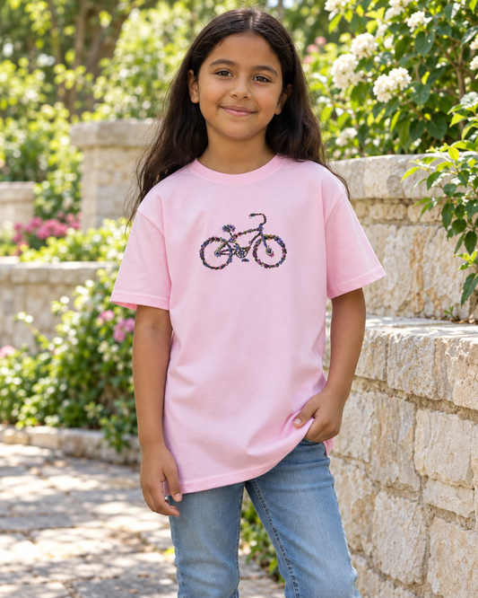 kids floral bicycle tee lifestyle mockup