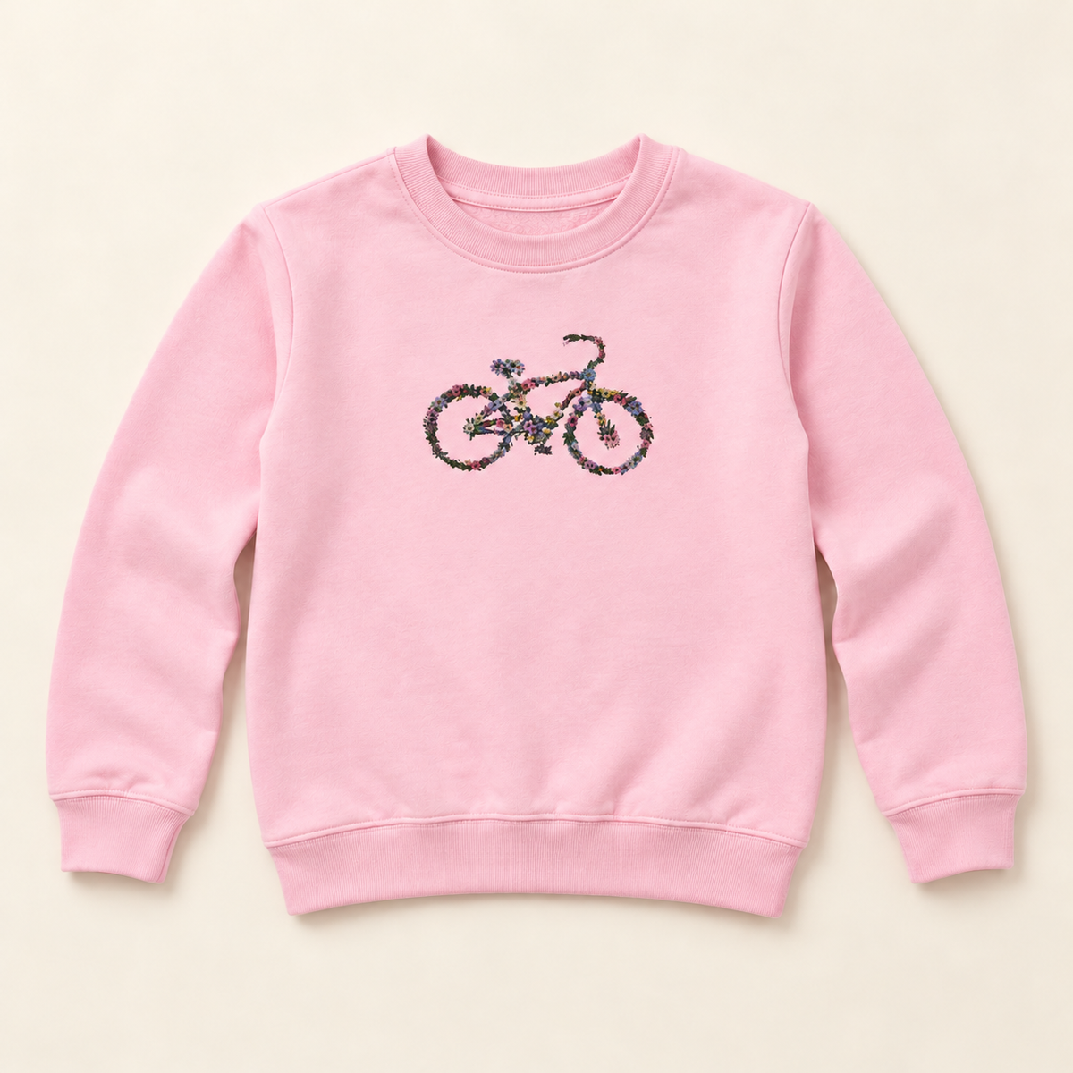 Kids floral bicycle Sweatshirt apparel-only mockup